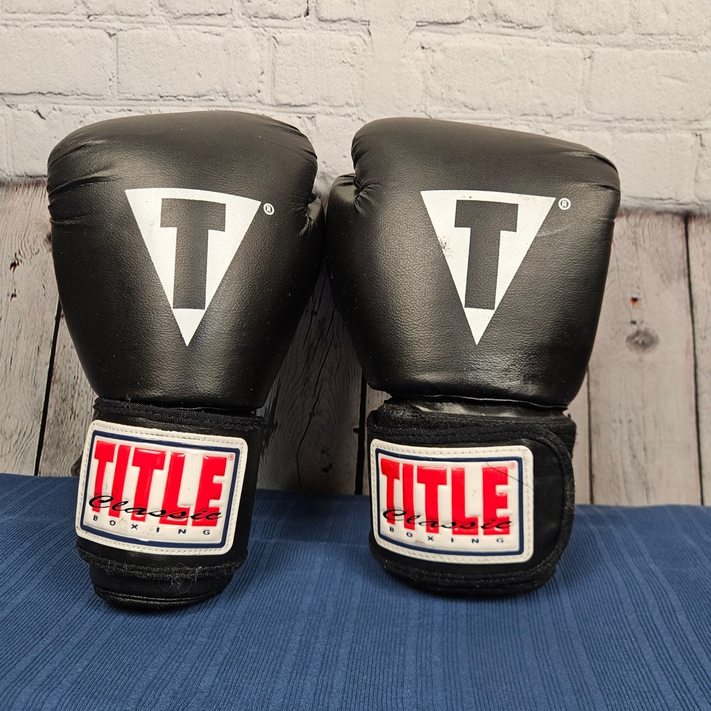 Title Classic Boxing Gloves 12oz Black Red Training Sparring Heavy Bag MMA